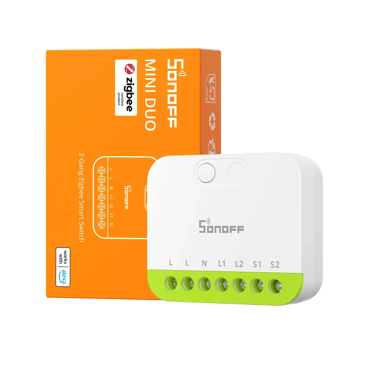 Interruptor Inteligente Zigbee Sonoff Mini DUO Dos Canales con Neutro - MINI-ZB2GS