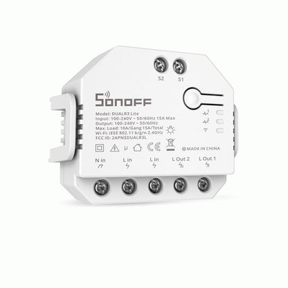 Interruptor WiFi Sonoff DUALR3 Lite de 2 Canales y Control de Motor