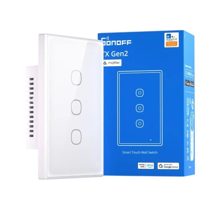 Interruptor WiFi de Pared Sonoff TX Gen2 de 3 Canales con Matter