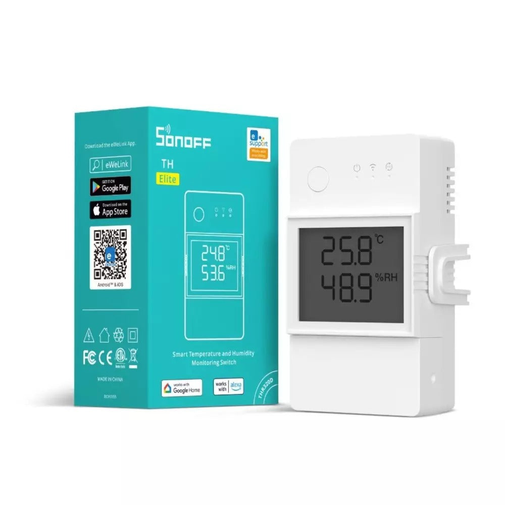 Interruptor WiFi Sonoff TH Elite 20A Monitoreo de temperatura y humedad + THS01