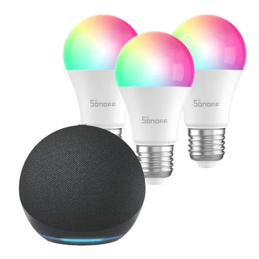 Kit Amazon Echo Dot 5 + Ampolletas LED RGB Sonoff
