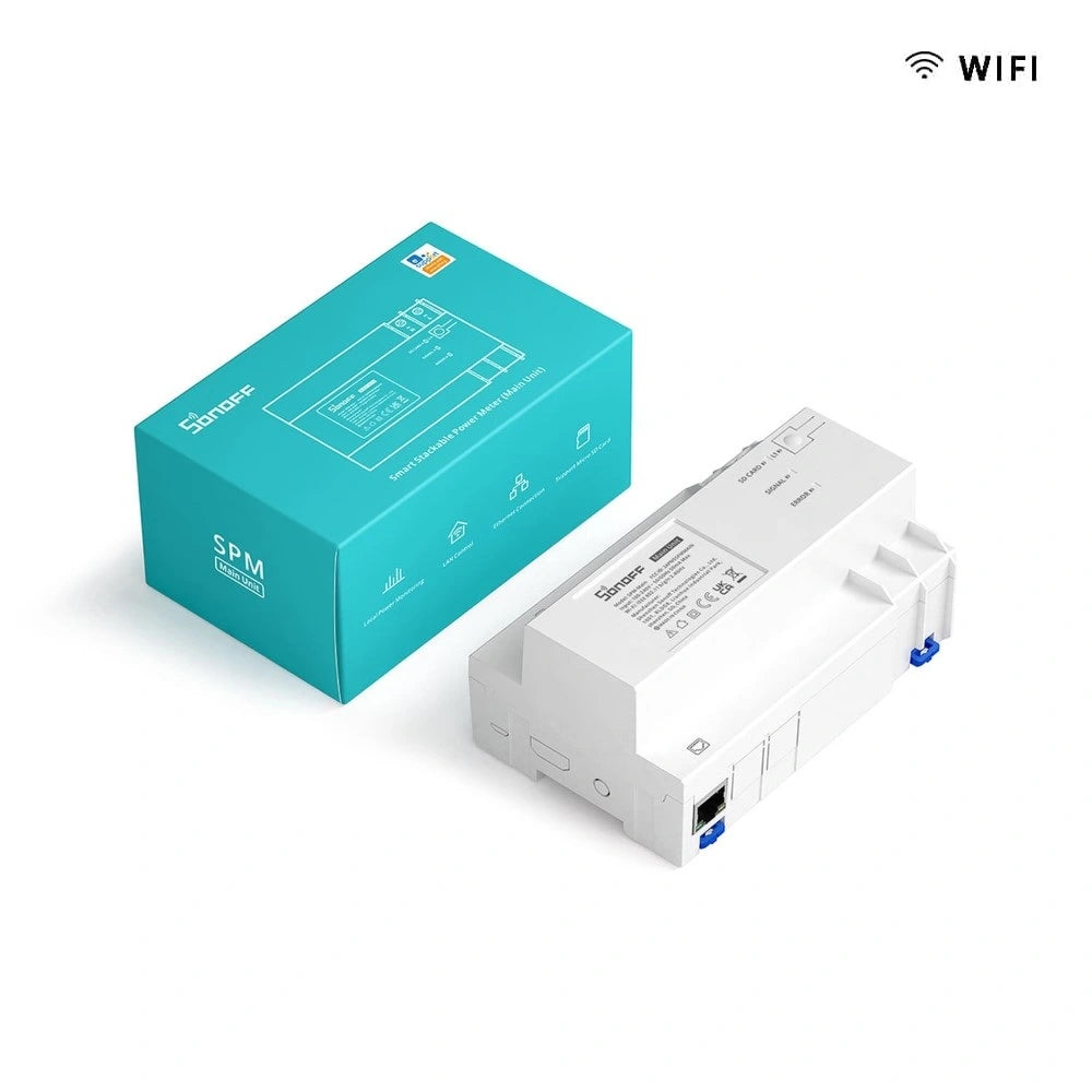 Medidor de Energía Apilable Inteligente 20A con Protección de Sobre Voltaje Sonoff SPM-Main