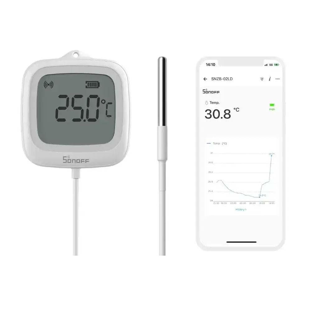 Sensor de Temperatura Zigbee LCD IP65 con Sonda - Sonoff SNZB-02LD