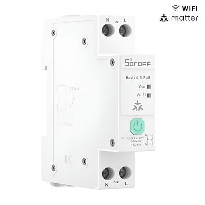 Interruptor WiFi Sonoff Basic-1GSP Riel DIN 32A con Medición de Energía (Compatible con Matter)