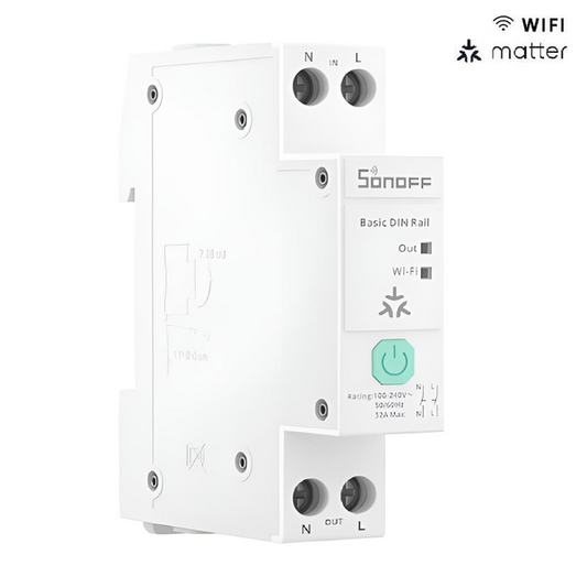 Interruptor WiFi Sonoff Basic-1GSP Riel DIN 32A con Medición de Energía (Compatible con Matter)